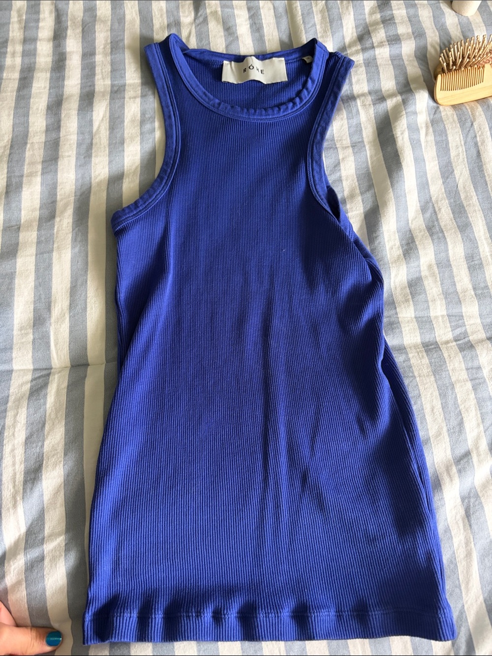 NWOT ROHE Cobalt Blue Ribbed Tank size 38
